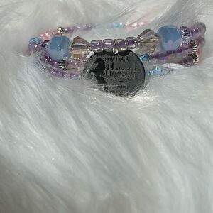 Handmade beaded unicorn wrap bracelet gift‎ for her, memory wire bracelet, charm